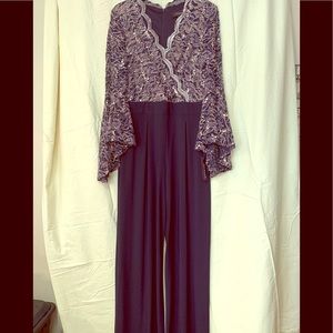 R&M Richards Lace Jumpsuit Navy